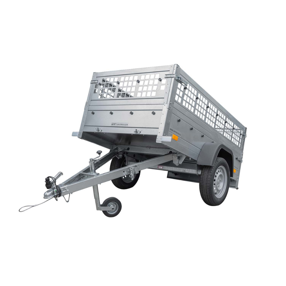 Remolque Unitrailer GARDEN TRAILER 200 KIPP con laterales de reja y rueda joceky